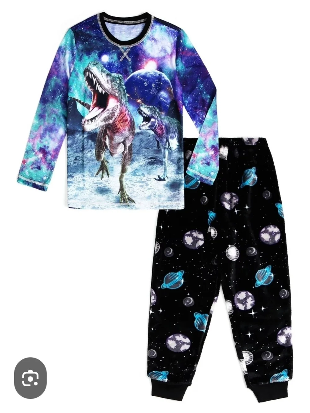 NWT Kids Space Dinosaur Pajama Set - Blue & Black